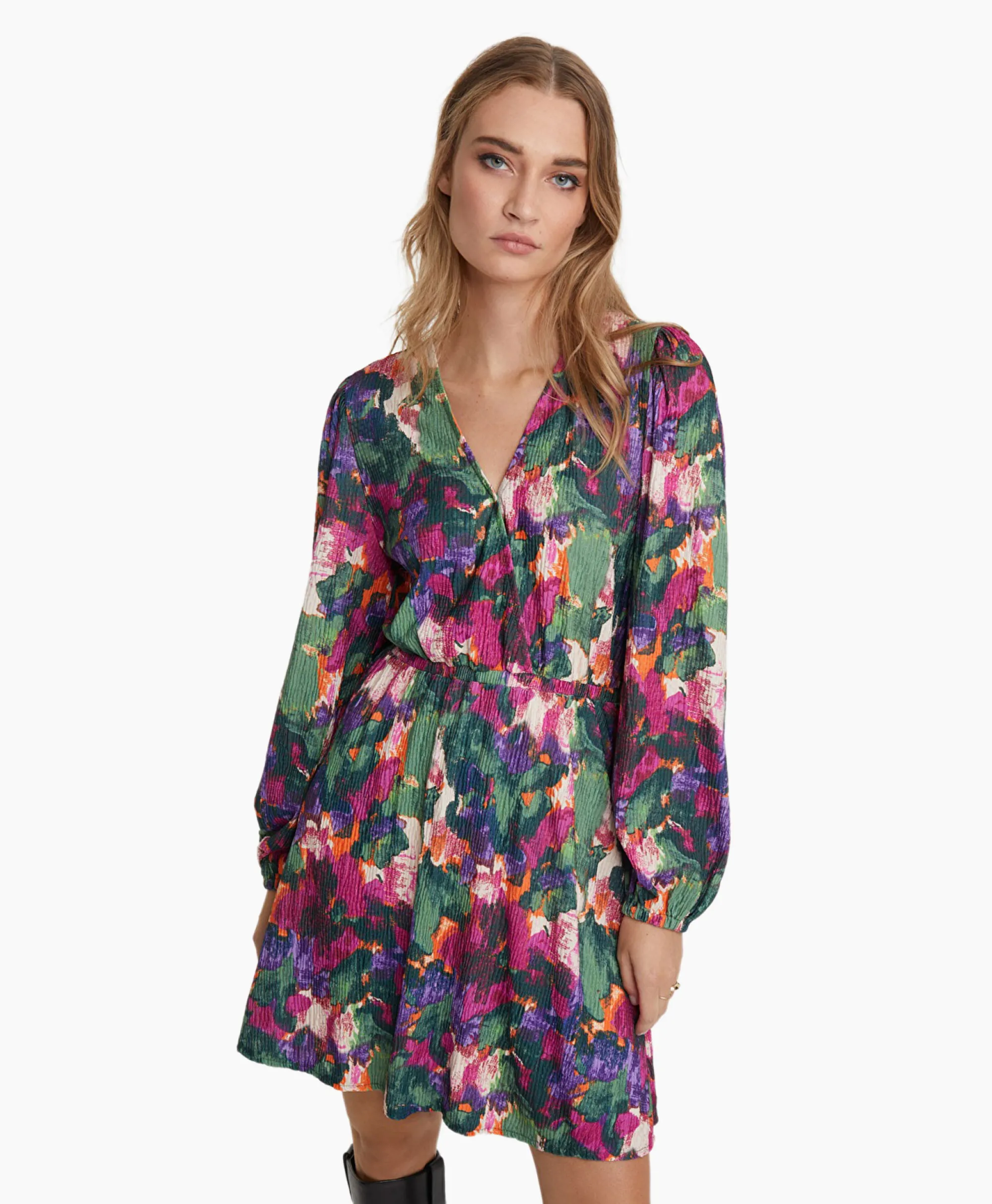 Alix The Label Mini Jurk Woven Camouflage Flower Zwart*Dames Bruiloftskleding