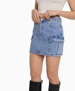 Alix The Label Minirok Woven Denim Cargo Blauw*Dames Rokken