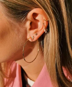 Anna+nina Oorbellen Hammered Plain Hoop Earrings Xl Silver G Goud*Dames Sieraden