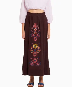 Antik Batik Maxi Rok Magoo1Ski Bruin*Dames Rokken