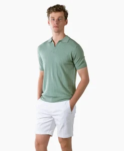Aurelien Polo Buttonles Ribsl Groen*Heren Polo's