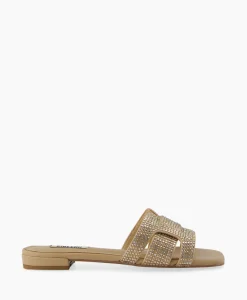 Bibi Lou Sandaal Zonder Hak Strass Beige*Dames Sandalen
