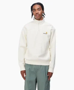 Carhartt Wip Sweater Half Zip American Script Ecru*Heren Truien