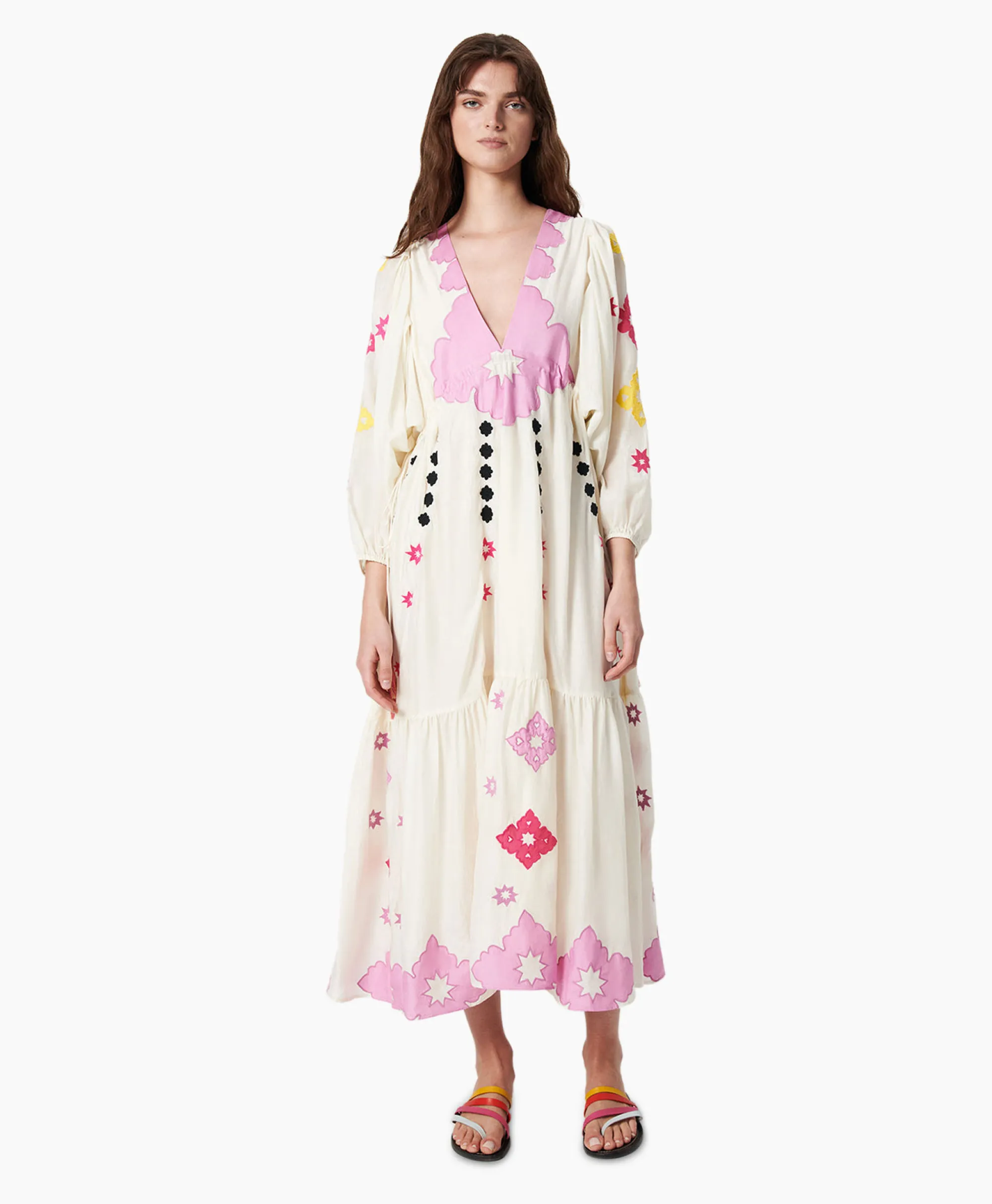Chufy Maxi Jurk Gypsy Embroidered Ecru*Dames Bruiloftskleding