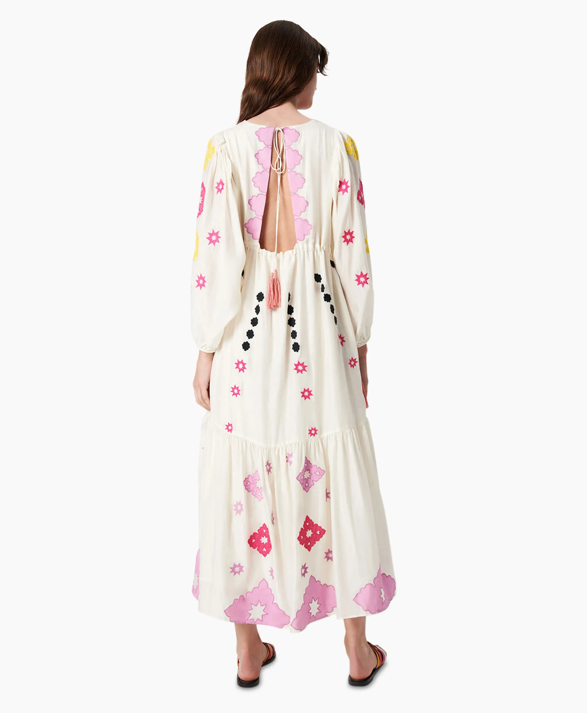 Chufy Maxi Jurk Gypsy Embroidered Ecru*Dames Bruiloftskleding