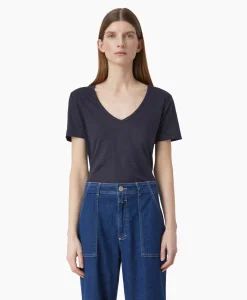 Closed T-Shirt Korte Mouw V-Neck Blauw*Dames T-Shirts & Tops