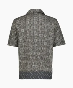 Cp Company Overhemd Popeline Baja Print Zwart*Heren Overhemden