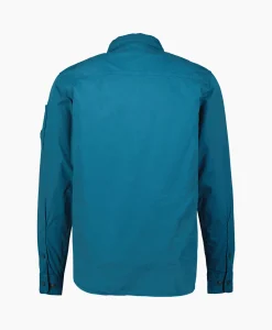 Cp Company Overshirt Gabardine Zipped Blauw*Heren Jassen