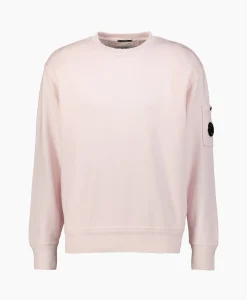 Cp Company Sweater Cotton Diagonal Fleece Lens Rose*Heren Truien