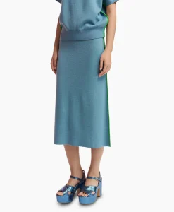 Essentiel Antwerp Midi Rok Folder Blauw*Dames Rokken