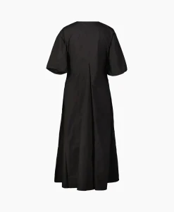 Ganni Maxi Jurk Cotton Poplin V-Neck Long Zwart*Dames Jurken