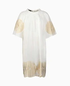 Greek Archaic Kori Mini Jurk Short Labyrinth Bell Sleeve Wit*Dames Bruiloftskleding