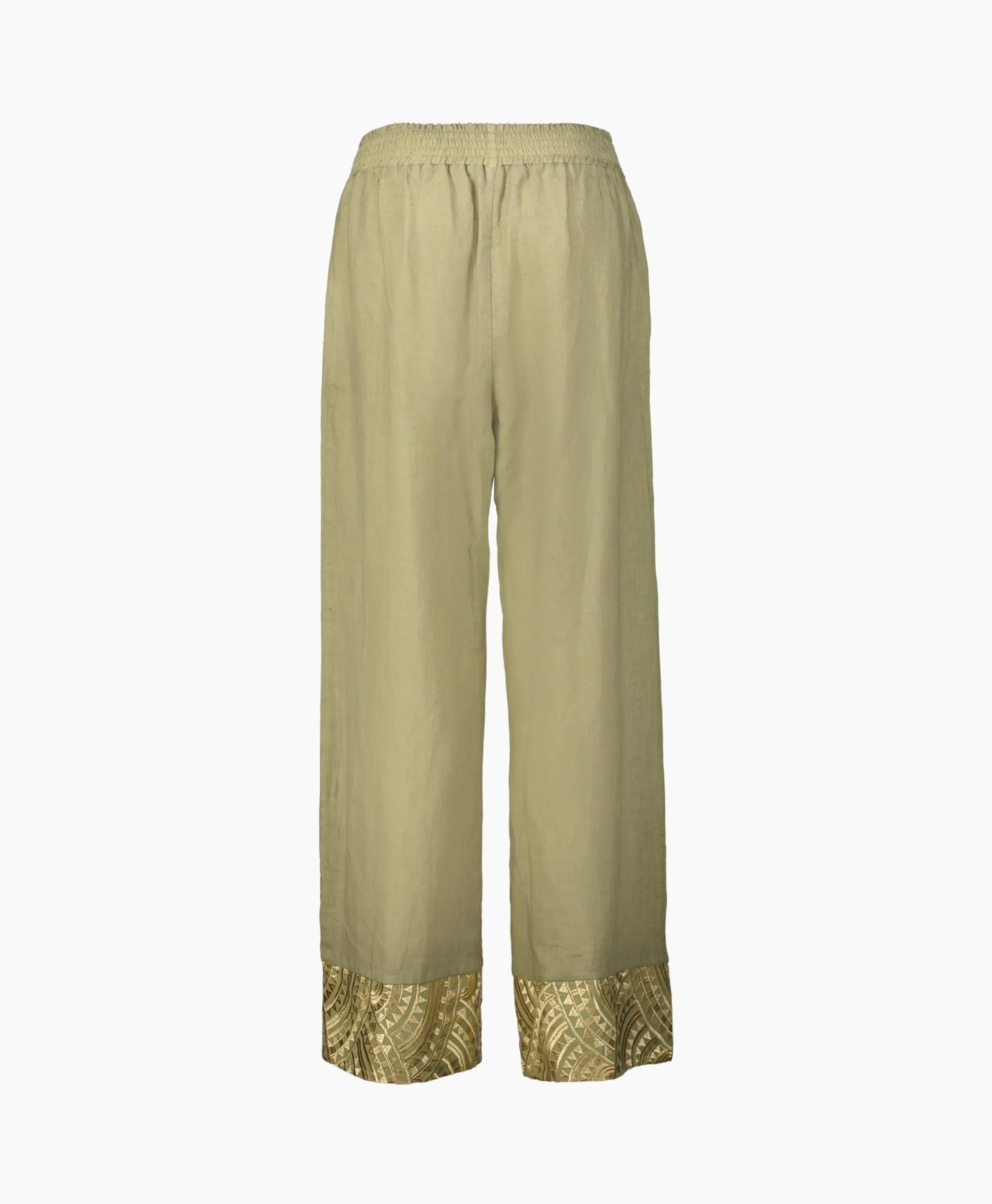 Greek Archaic Kori Pantalon New All Over Elastic Waistband Goud*Dames Broeken