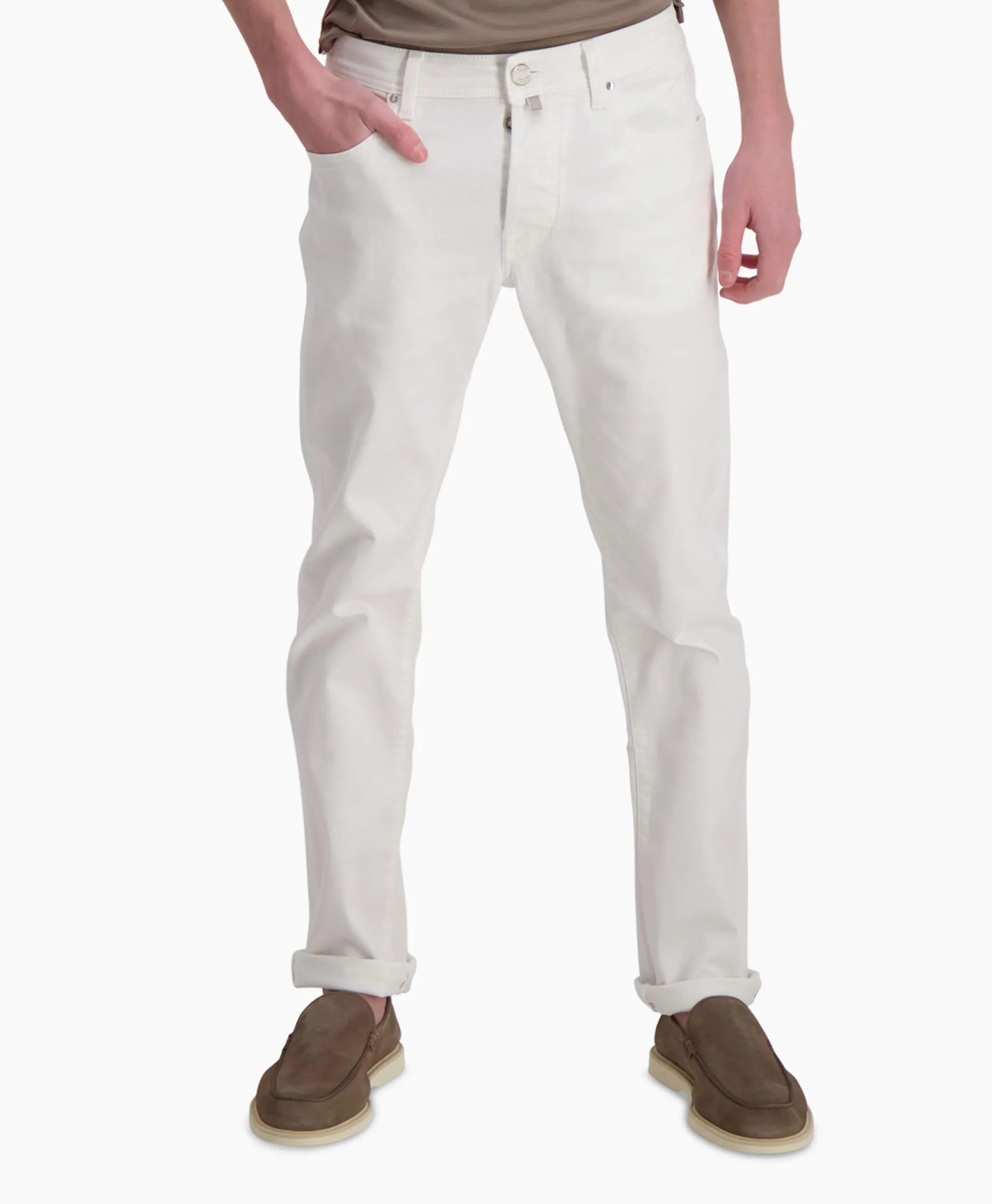 Jacob Cohen Jeans 5 Pkt Slim Fit Bard Wit*Heren Broeken