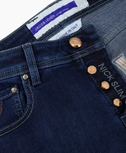 Jacob Cohen Jeans 5-Pocket Nick Slim Donker Blauw*Heren Broeken