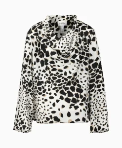 Joseph Ribkoff Blouse Lange Mouw Print Wikkel Zwart Dessin*Dames Blouses