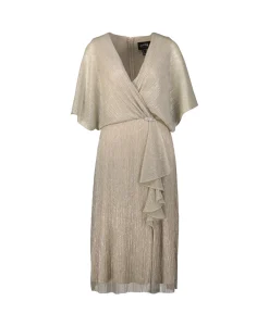 Joseph Ribkoff Midi Jurk Korte Mouwen Wikkel Champagne*Dames Jurken