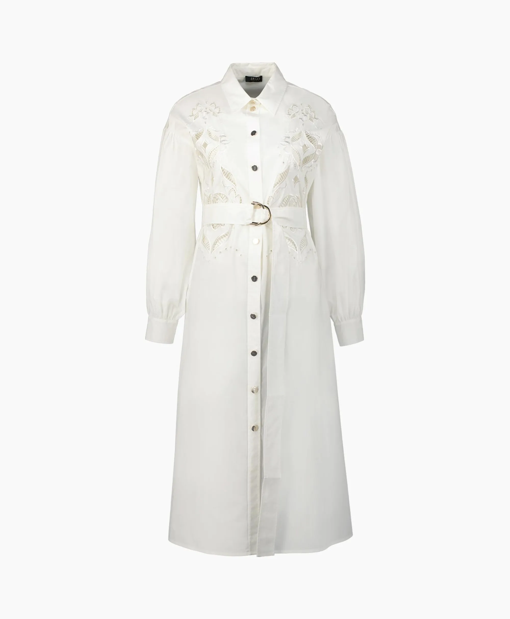 Liu Jo Midi Jurk Chemisier Logato C/Cintura Wit*Dames Jurken