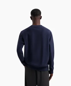 Olaf Hussein Sweater Logo Crewneck Donker Blauw*Heren Truien