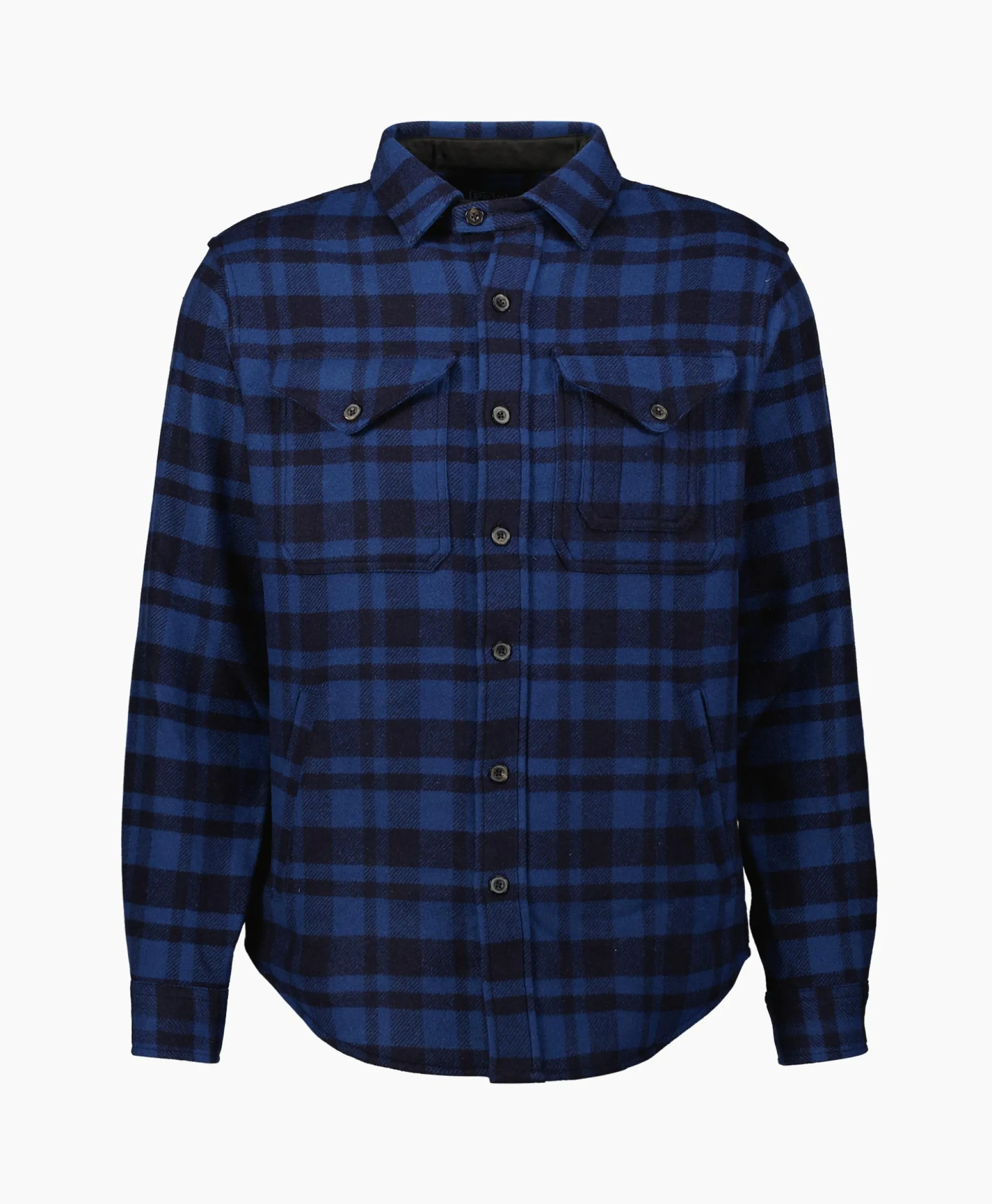 Ralph Lauren Overshirt Wool Blend Check Donker Blauw*Heren Jassen