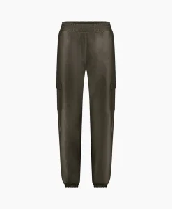 Studio Anneloes Broek Evi Leather Cargo Trousers Bruin Dessin*Dames Broeken