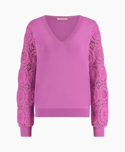 Studio Anneloes Pullover Dinah Crochet Roze*Dames Truien