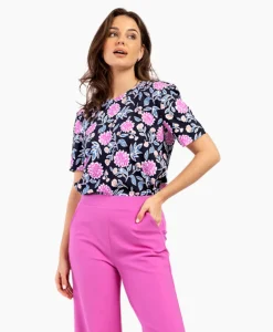 Studio Anneloes Top & T-Shirt Lott Flower Tee Roze*Dames T-Shirts & Tops