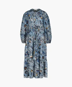 Ulla Johnson Midi Jurk Iona Dress Blauw*Dames Jurken