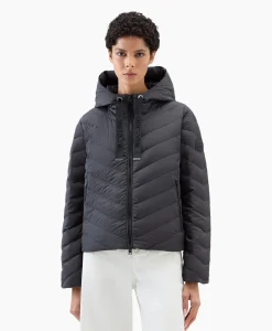 Woolrich Gewatteerde Jas Chevron Hooded Zwart*Dames Jassen