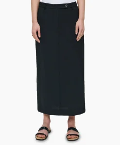 Zenggi Midi Rok Tropical Wool Straight Zwart*Dames Rokken