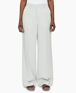 Zenggi Pantalon Melange Linnen Wide Leg Grijs*Dames Broeken