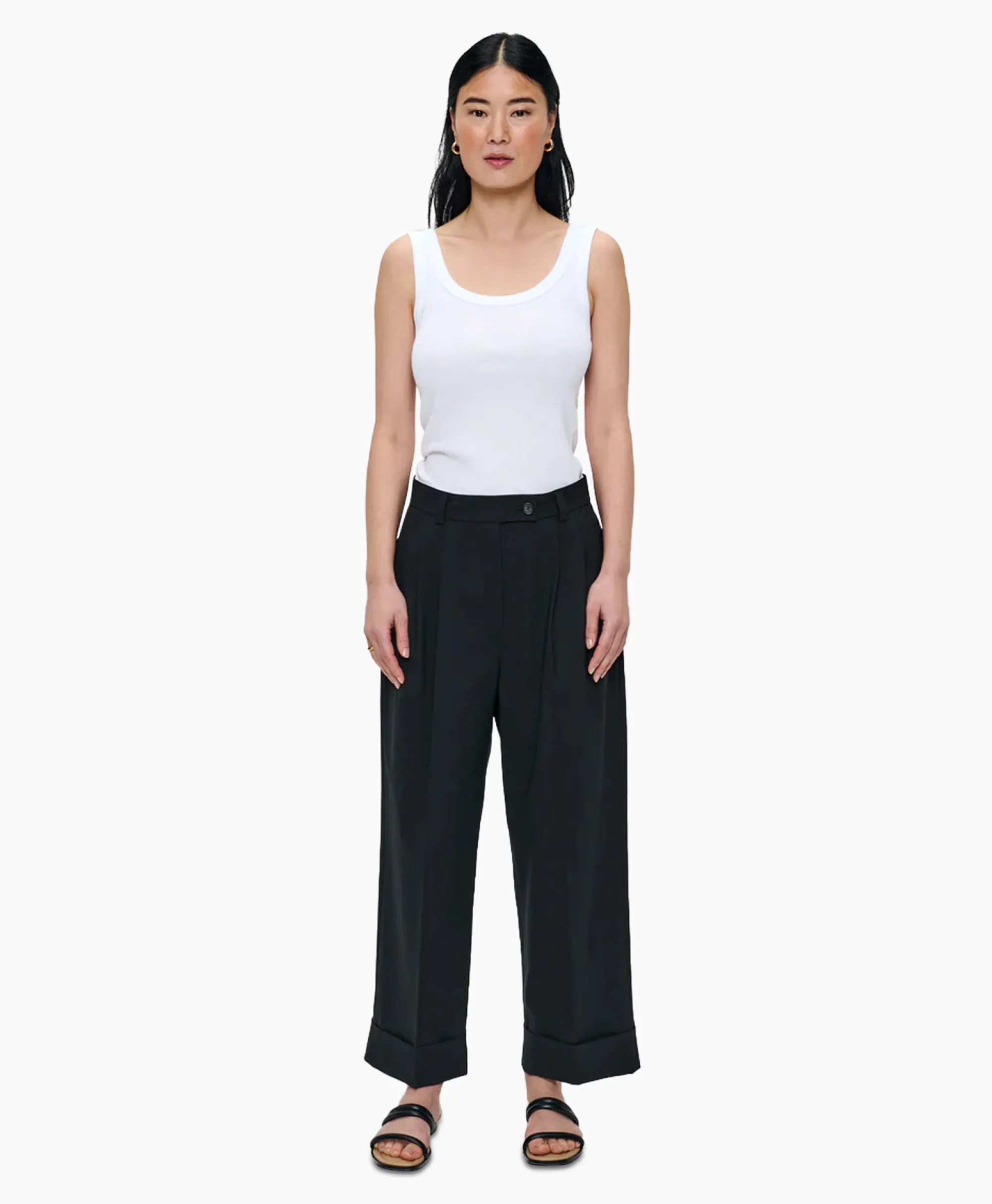 Zenggi Pantalon Tropical Wool Straight Zwart*Dames Broeken