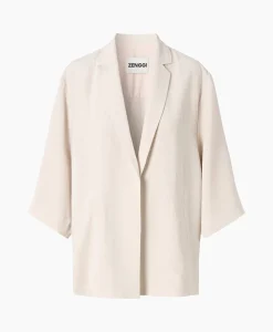 Zenggi Vest Japanse Crepe Kimono Off White*Dames Vesten