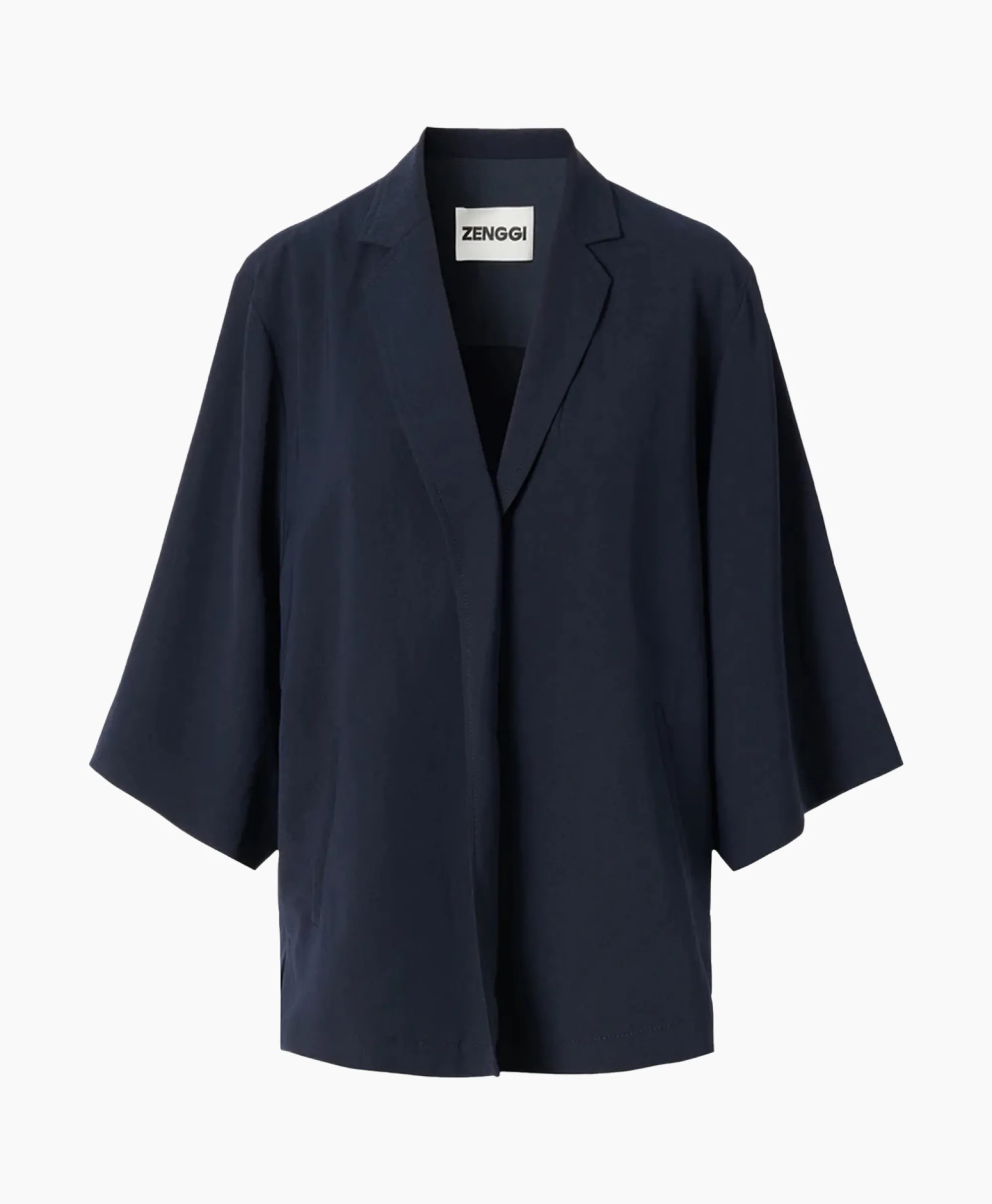 Zenggi Vest Japanse Crepe Kimono Donker Blauw*Dames Vesten