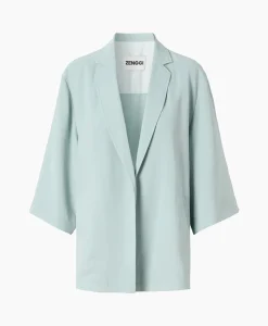 Zenggi Vest Japanse Crepe Kimono Licht Groen*Dames Vesten